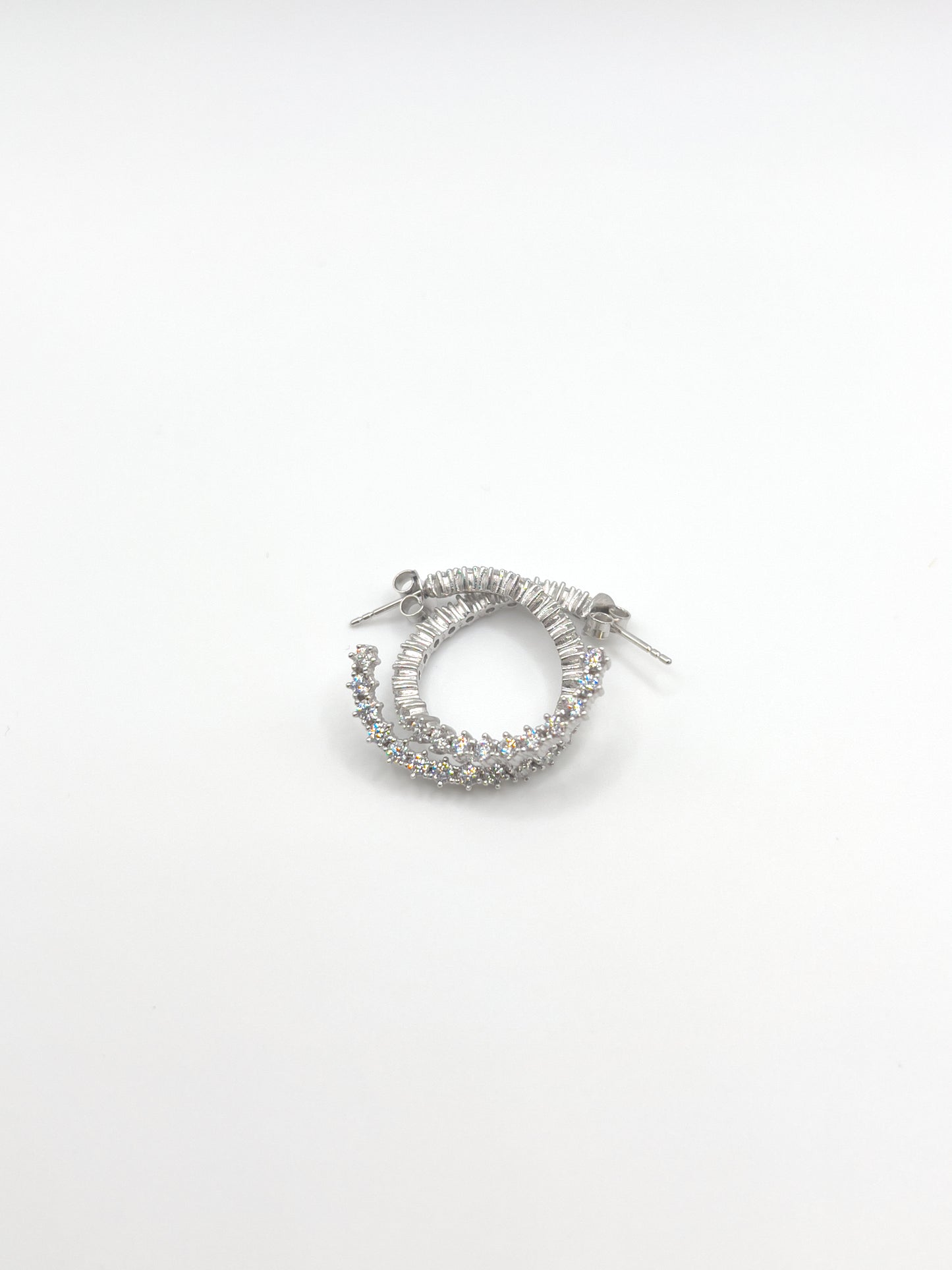 Curvy Zirconia Sterling Silver Earrings