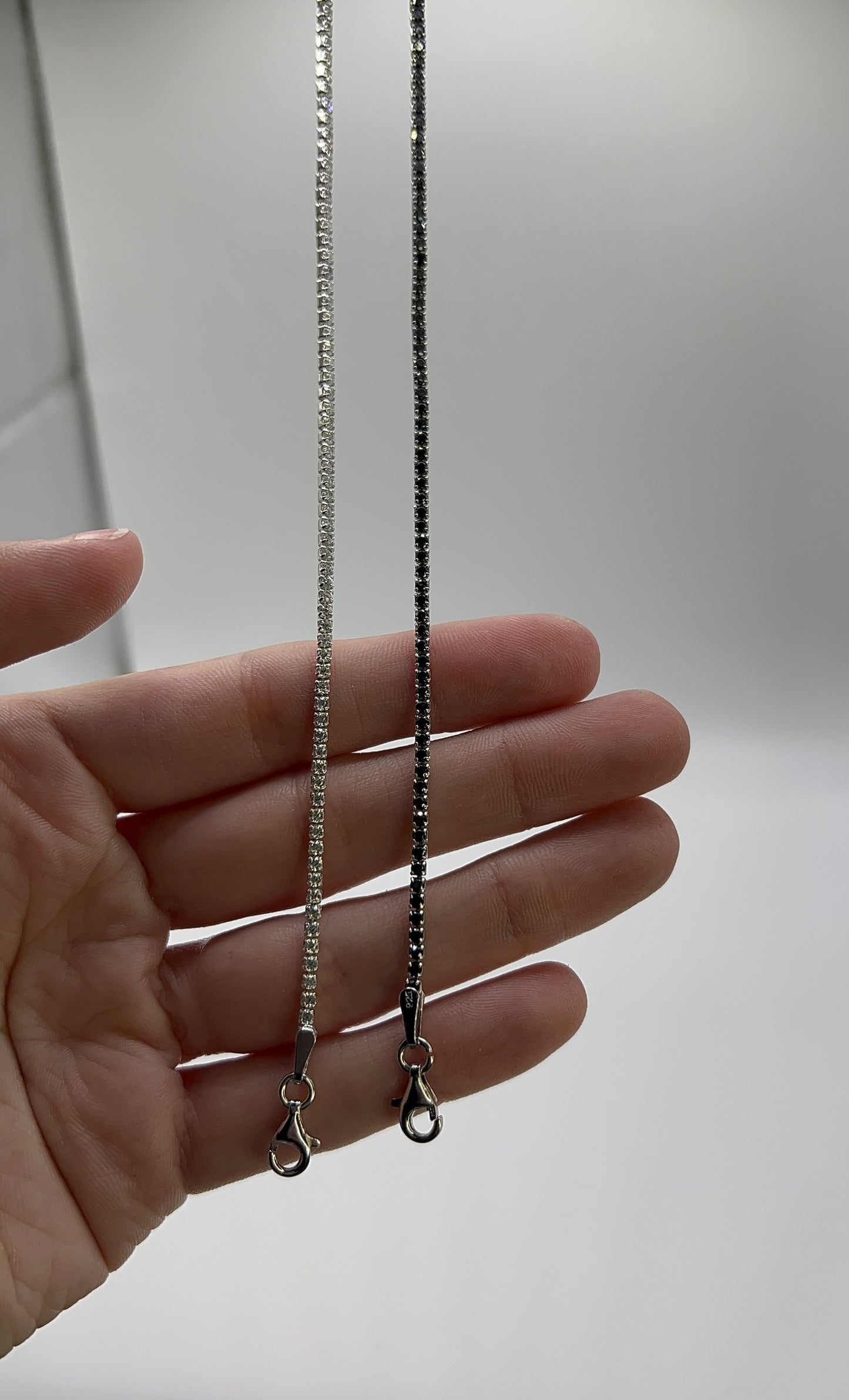 Black/Clear Zirconia Sterling Silver Bracelet