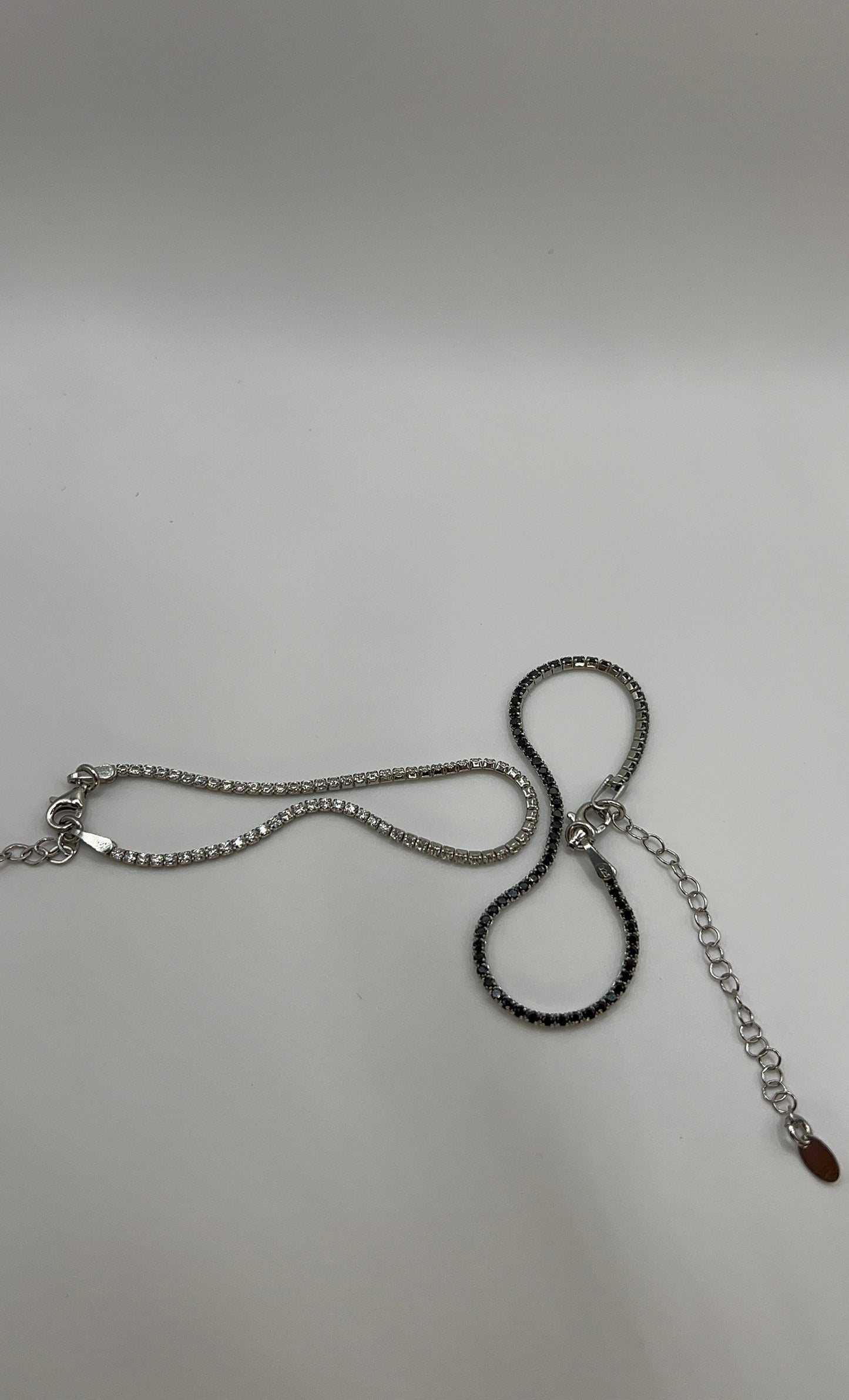 Black/Clear Zirconia Sterling Silver Bracelet