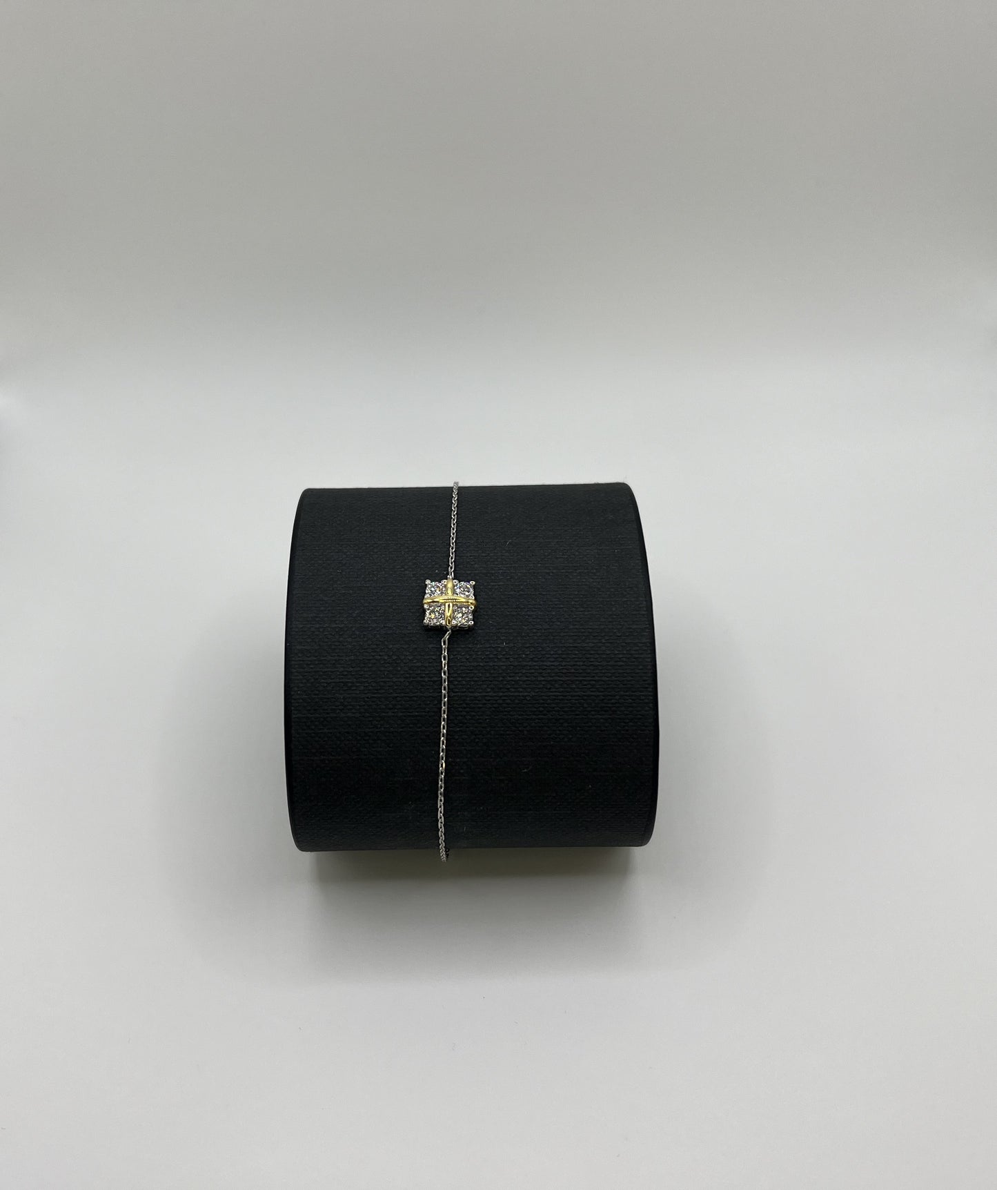 Cross Gold & Sliver Zirconia Sterling Silver Bracelet