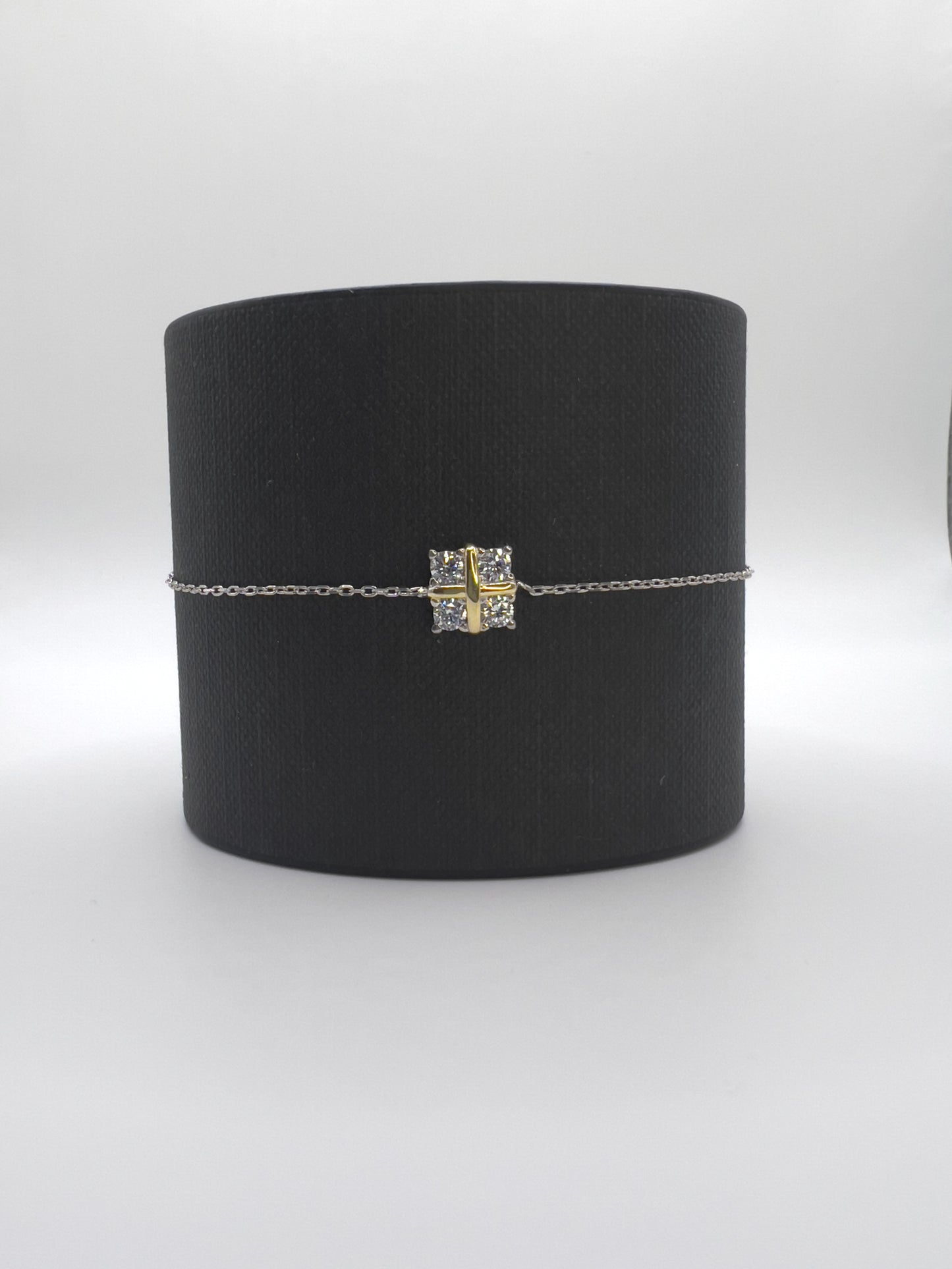 Cross Gold & Sliver Zirconia Sterling Silver Bracelet