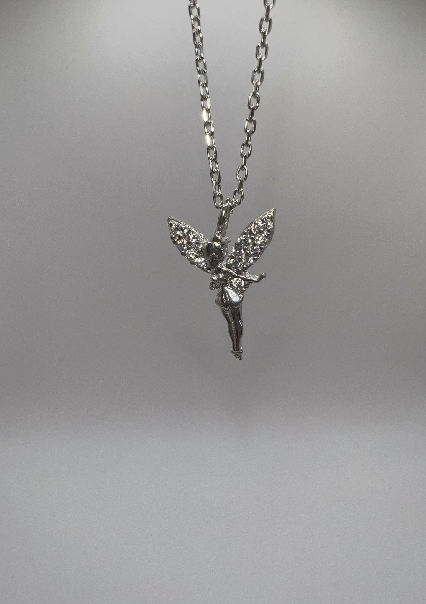 Fairy Pendant Zirconia Sterling Silver Necklace
