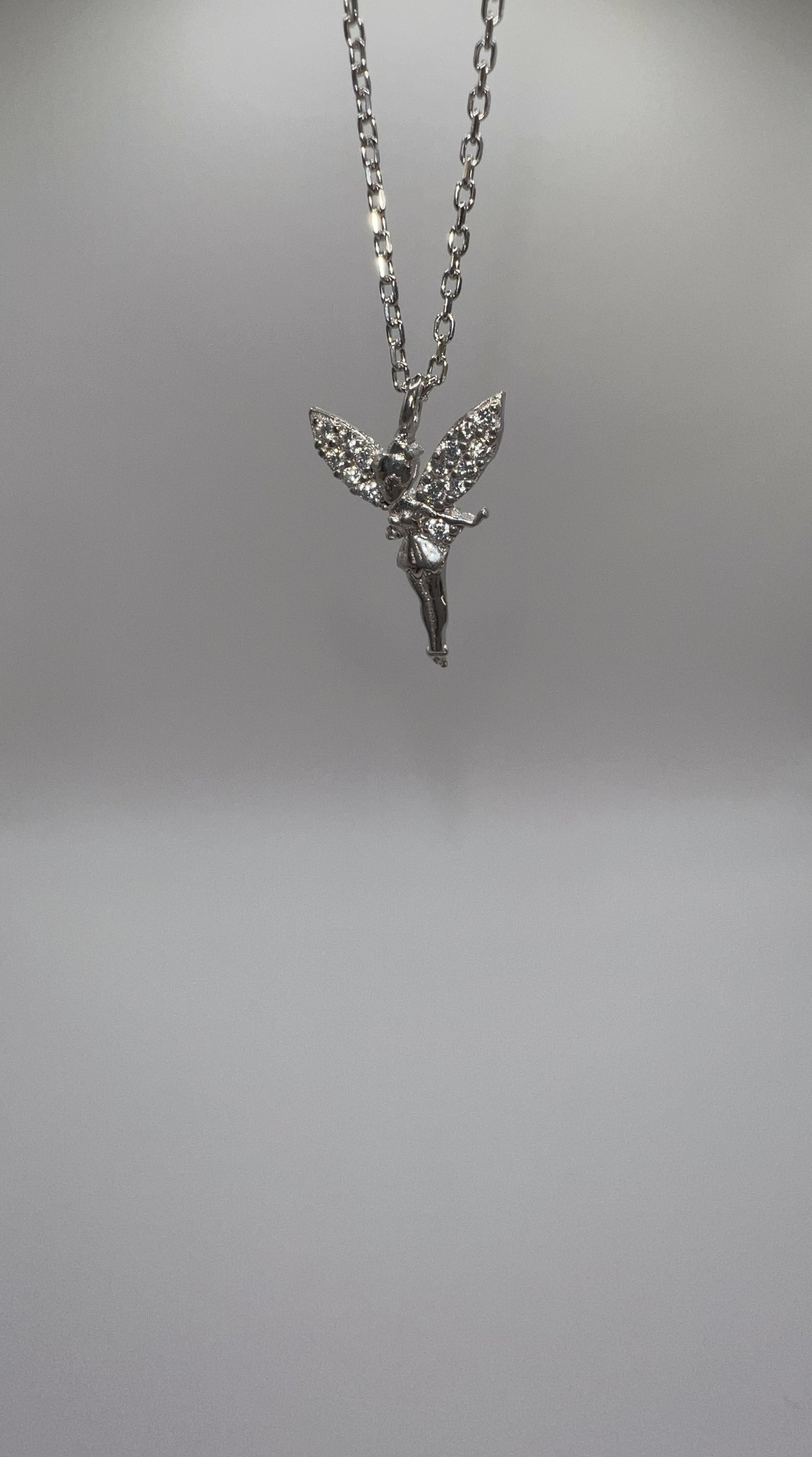 Fairy Pendant Zirconia Sterling Silver Necklace