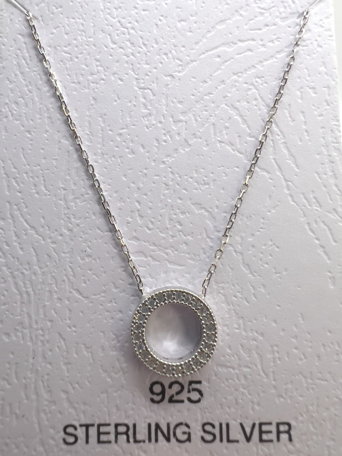 Circle Zirconia Pendant Sterling Silver Necklace