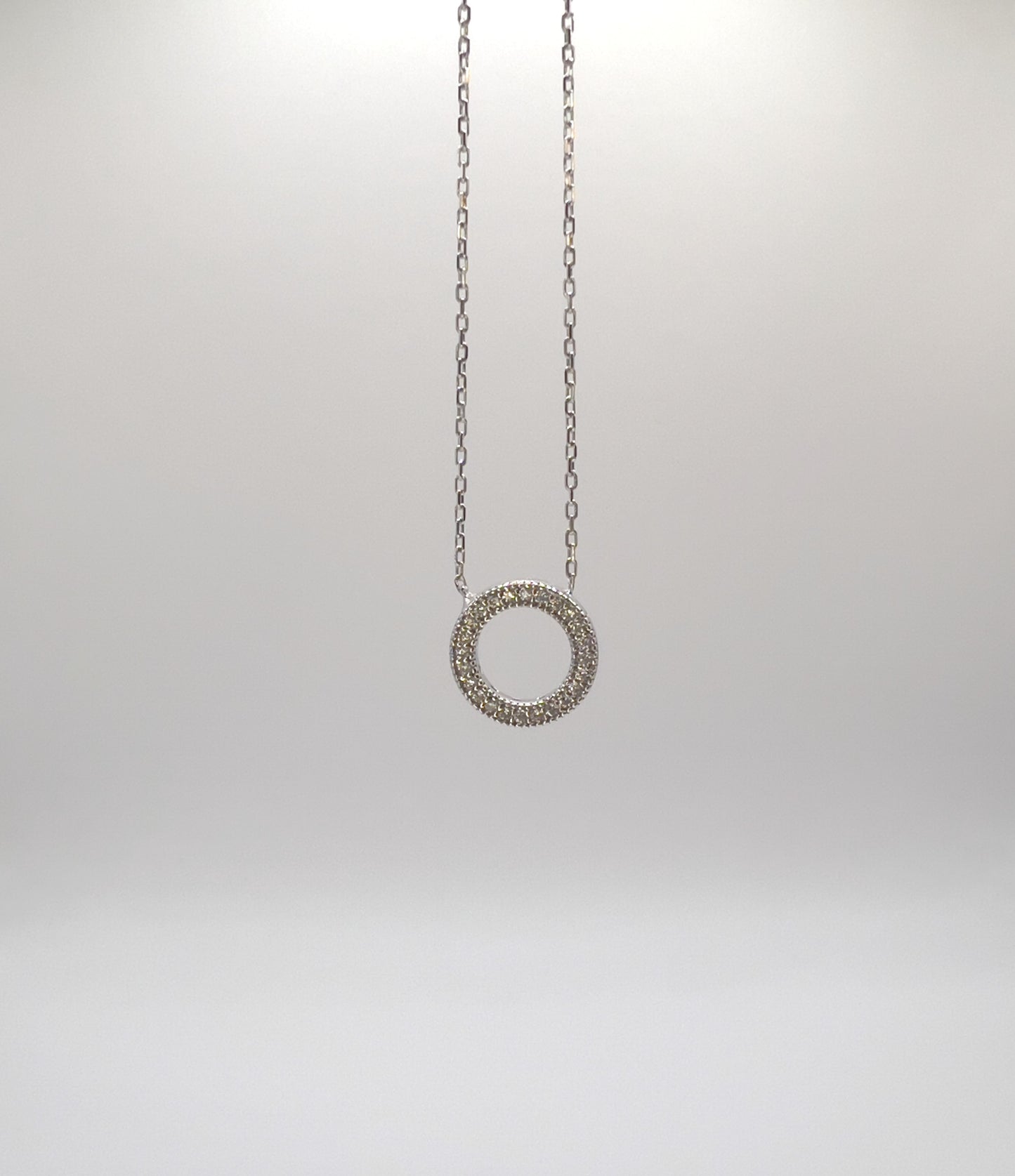 Circle Zirconia Pendant Sterling Silver Necklace
