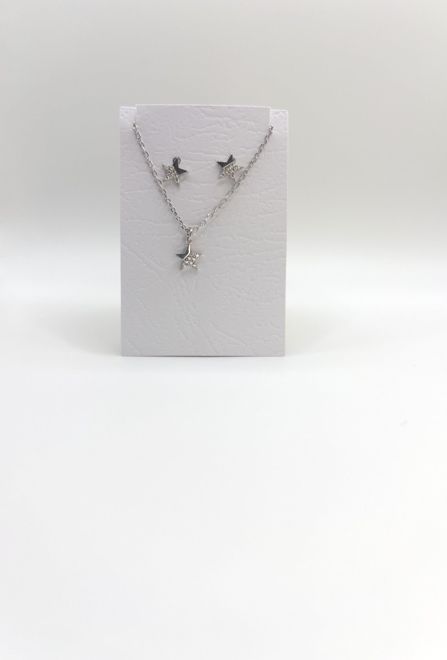 Star Zirconia Sterling Silver Necklace and Studs Set