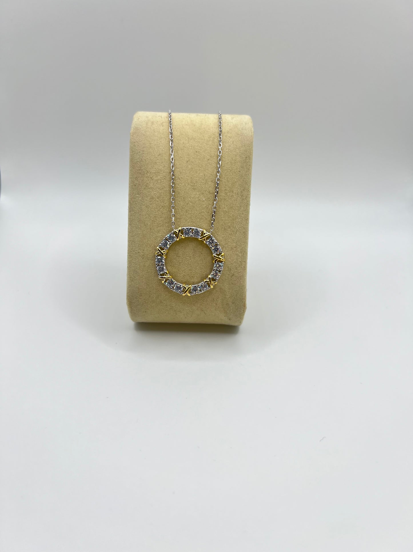 XOOX Circle Gold & Sliver Zirconia Sterling Sliver Necklace