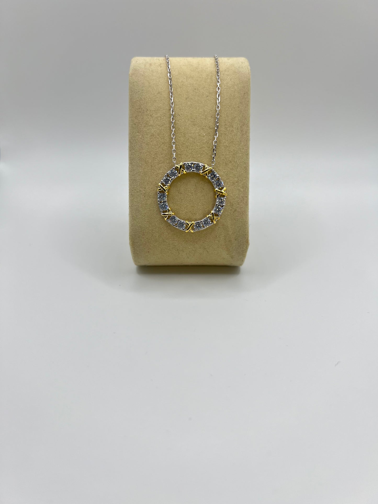 XOOX Circle Gold & Sliver Zirconia Sterling Sliver Necklace
