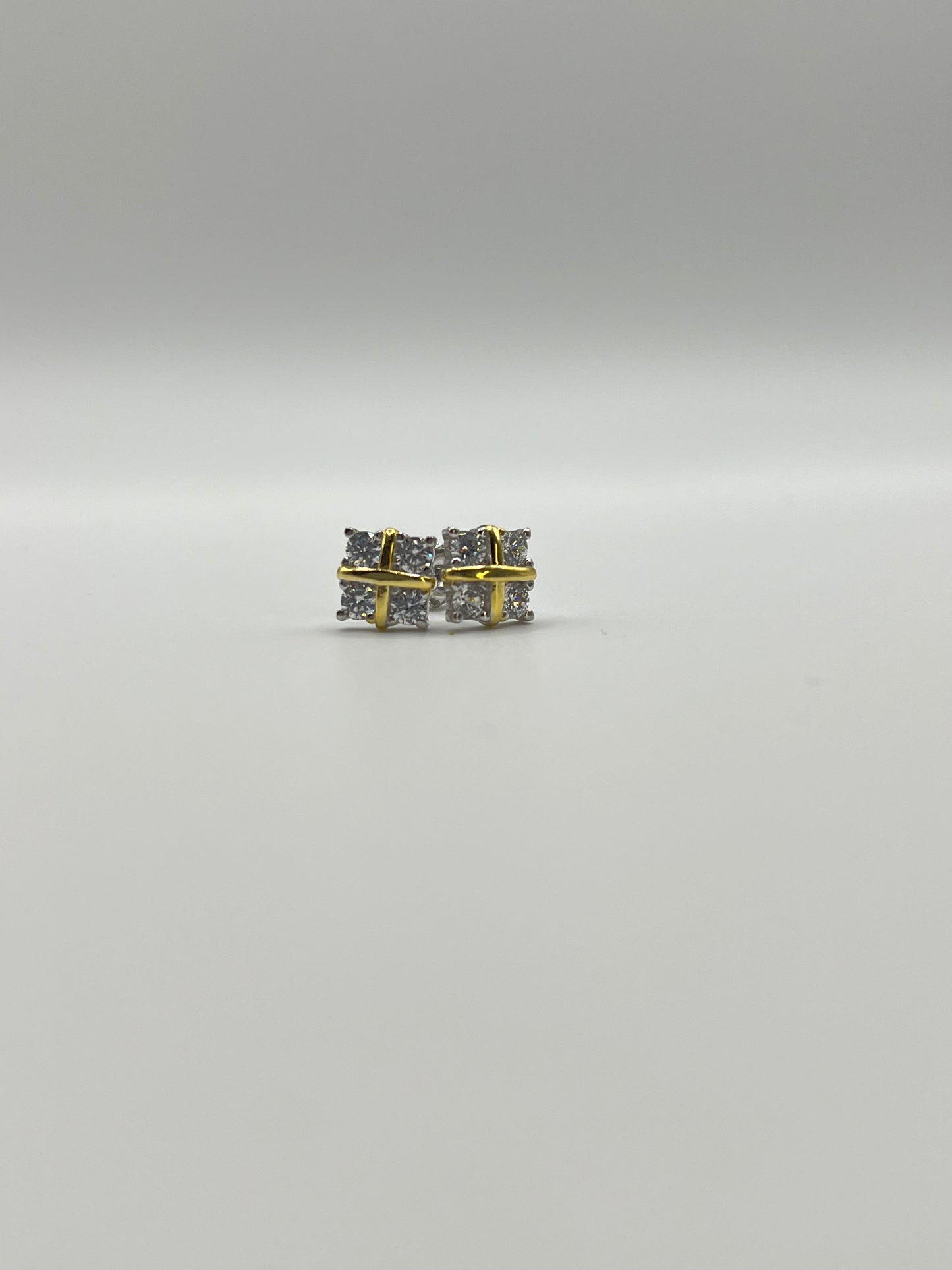 Cross Gold & Sliver Zirconia Sterling Sliver Studs