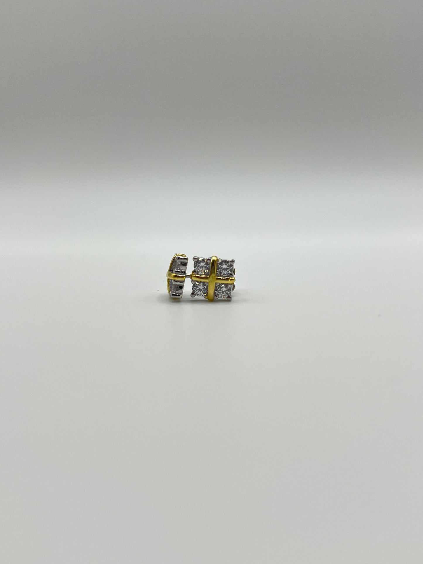 Cross Gold & Sliver Zirconia Sterling Sliver Studs