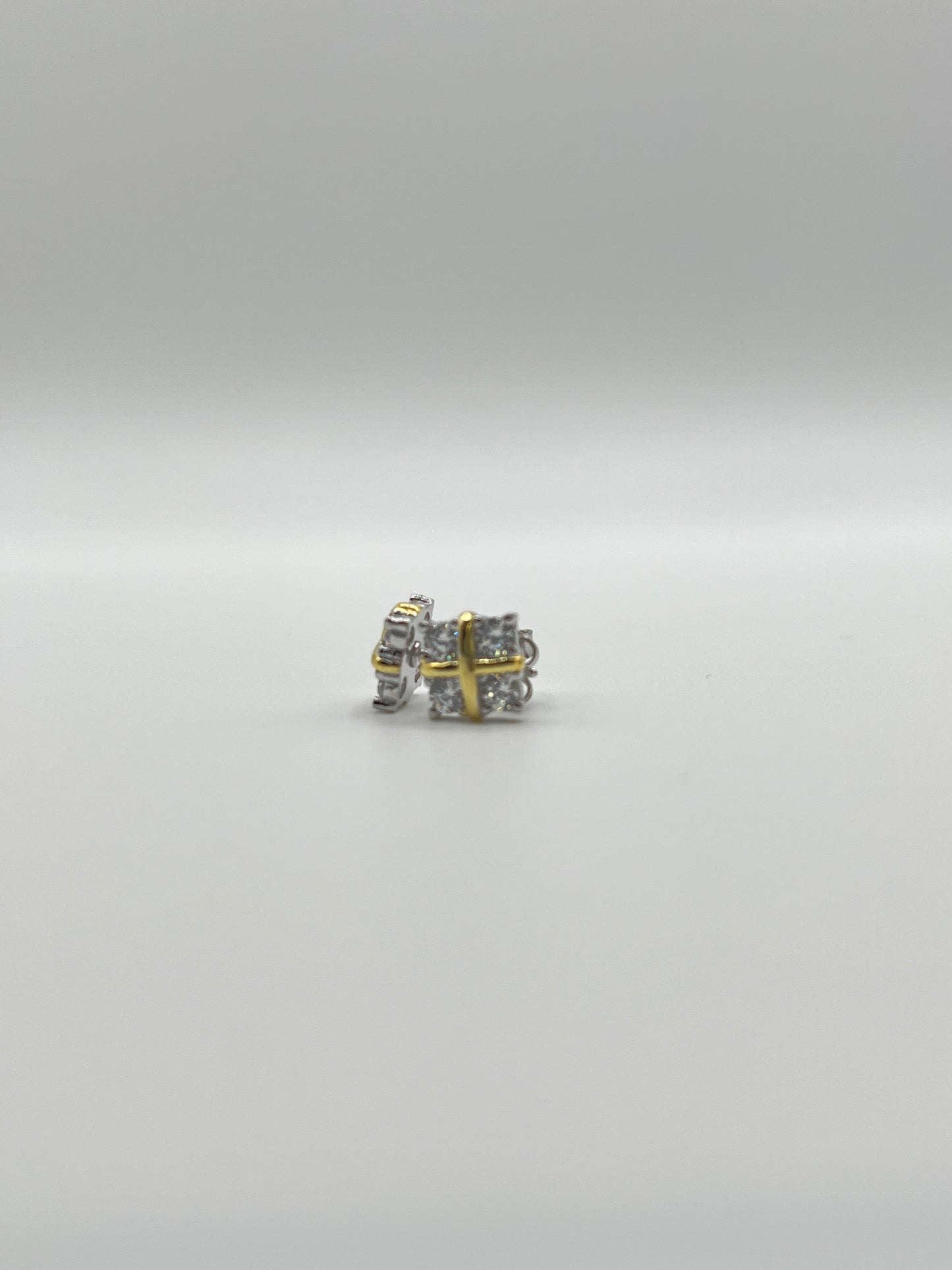 Cross Gold & Sliver Zirconia Sterling Sliver Studs