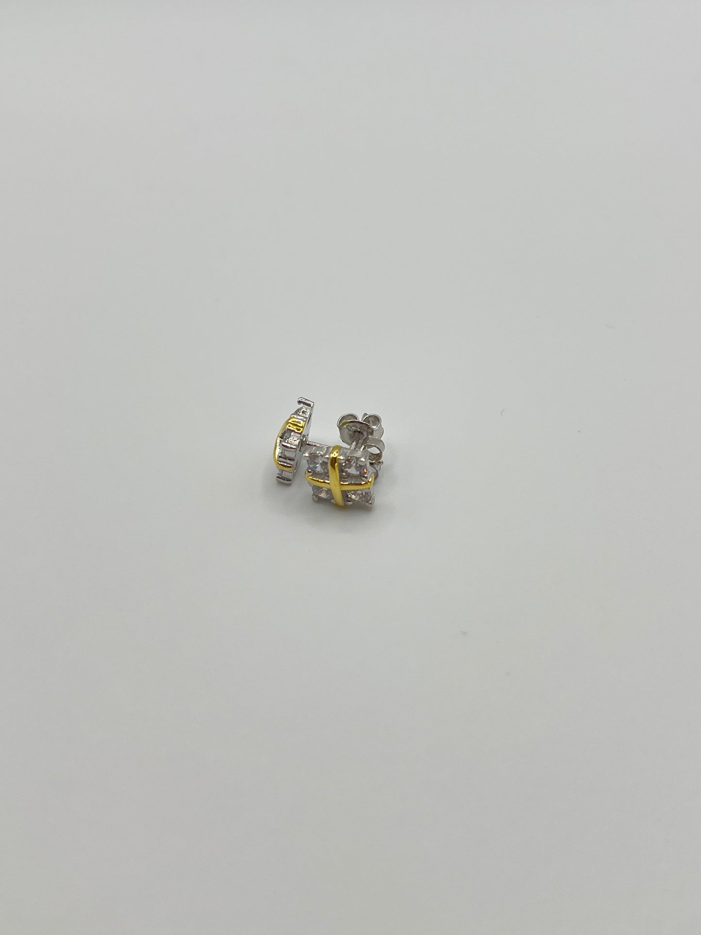 Cross Gold & Sliver Zirconia Sterling Sliver Studs