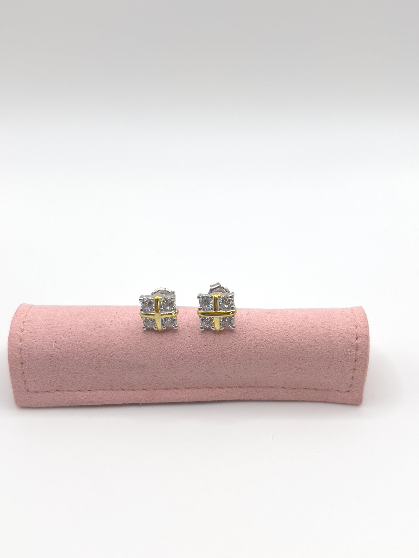 Cross Gold & Sliver Zirconia Sterling Sliver Studs