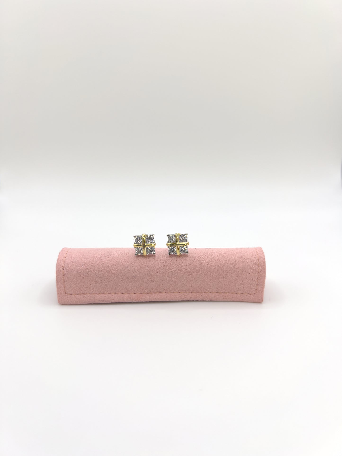 Cross Gold & Sliver Zirconia Sterling Sliver Studs