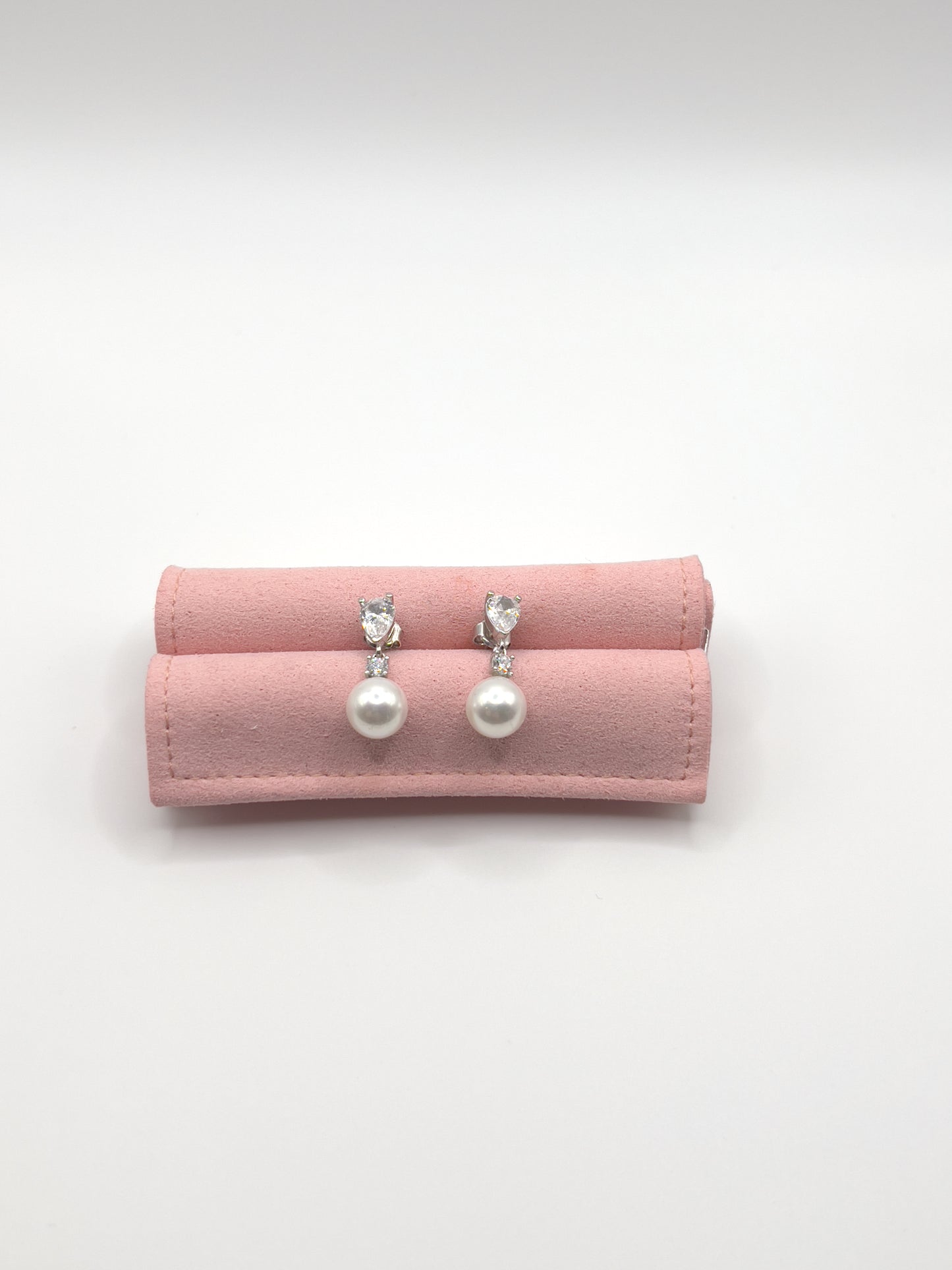 White Pearl Zirconia Sterling Silver Studs