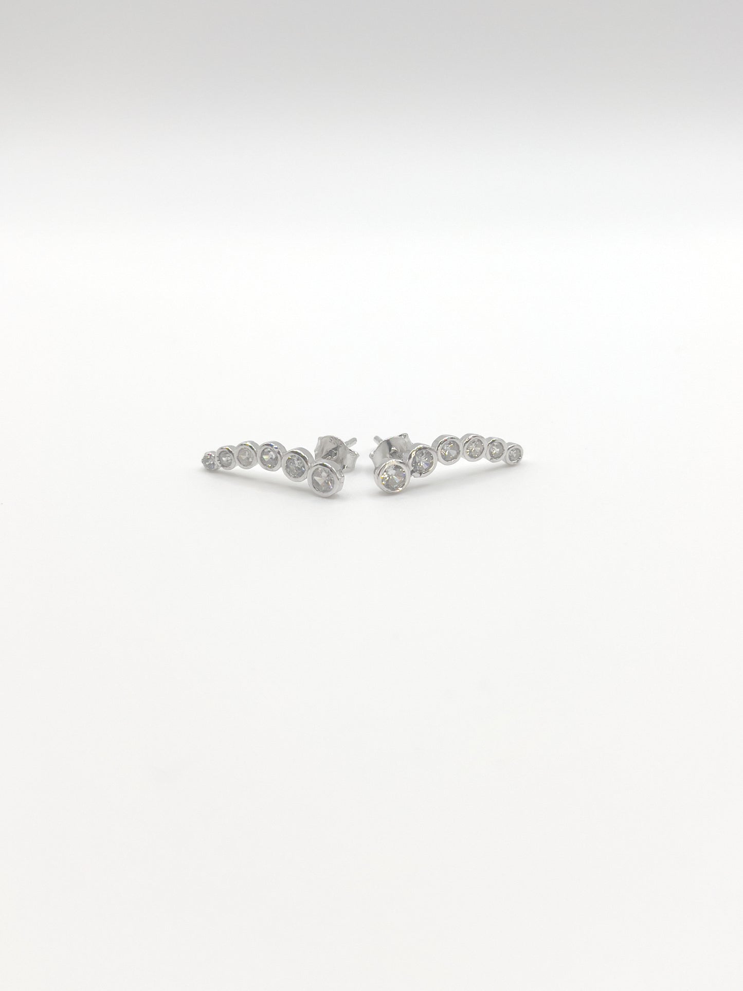 Black/Clear Zirconia Falling Star Sterling Silver Studs