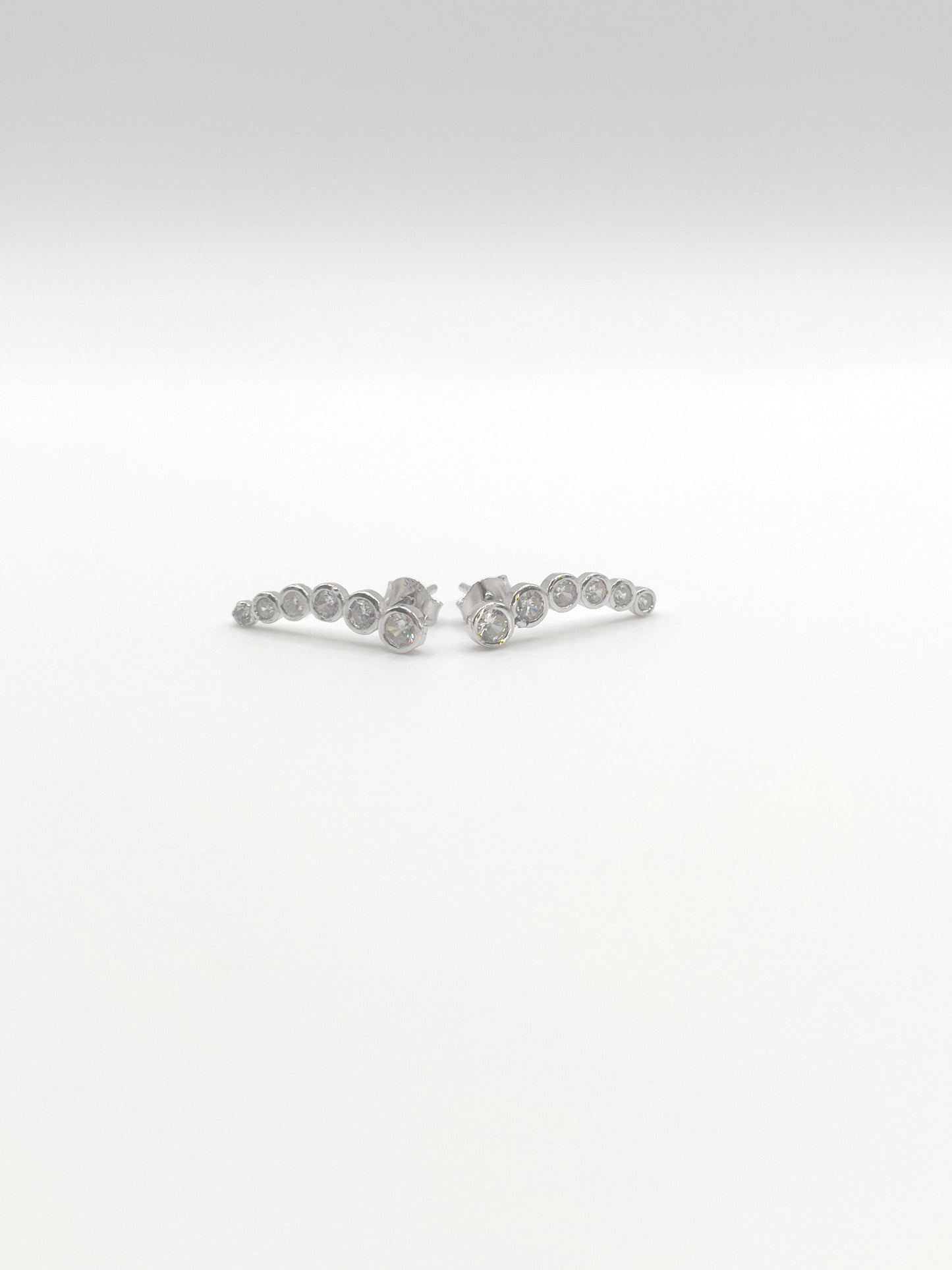 Black/Clear Zirconia Falling Star Sterling Silver Studs