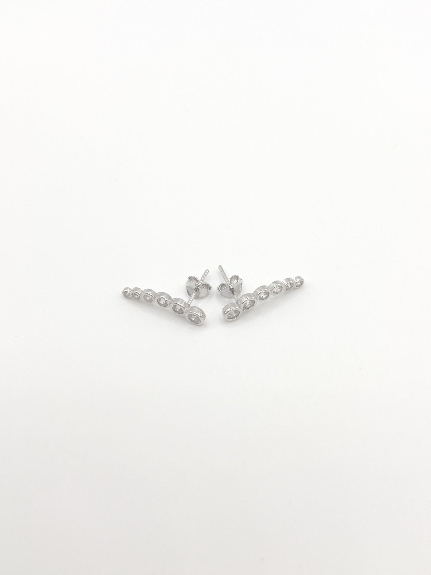 Black/Clear Zirconia Falling Star Sterling Silver Studs