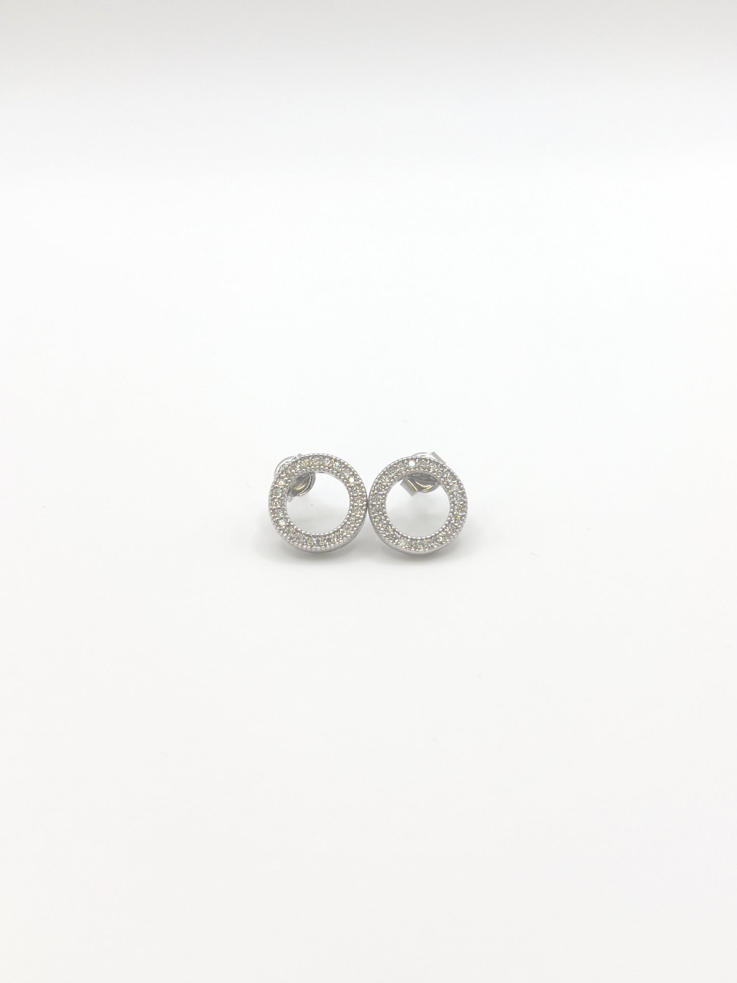 Circle Zirconia Sterling Silver Studs