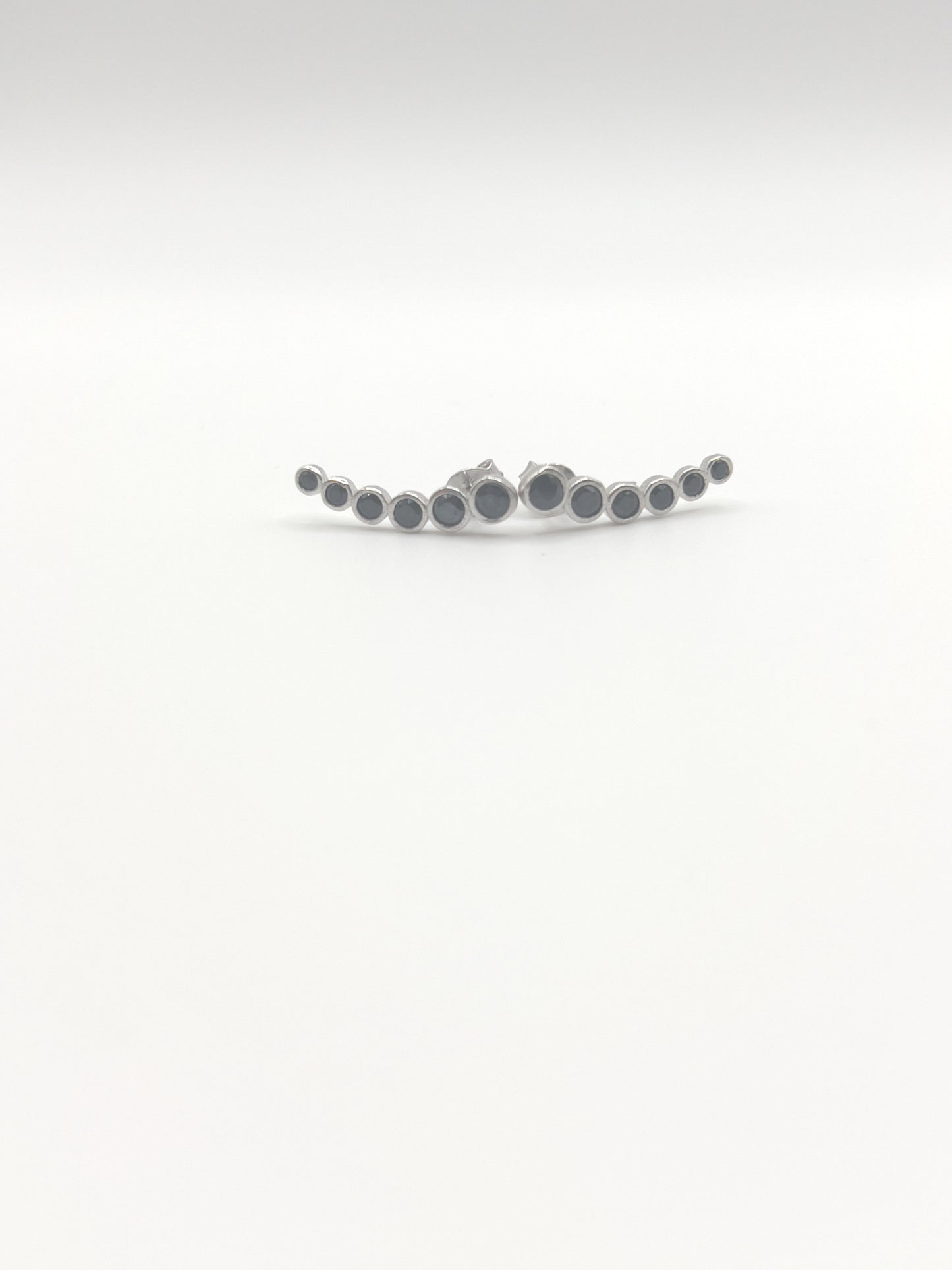 Black/Clear Zirconia Falling Star Sterling Silver Studs