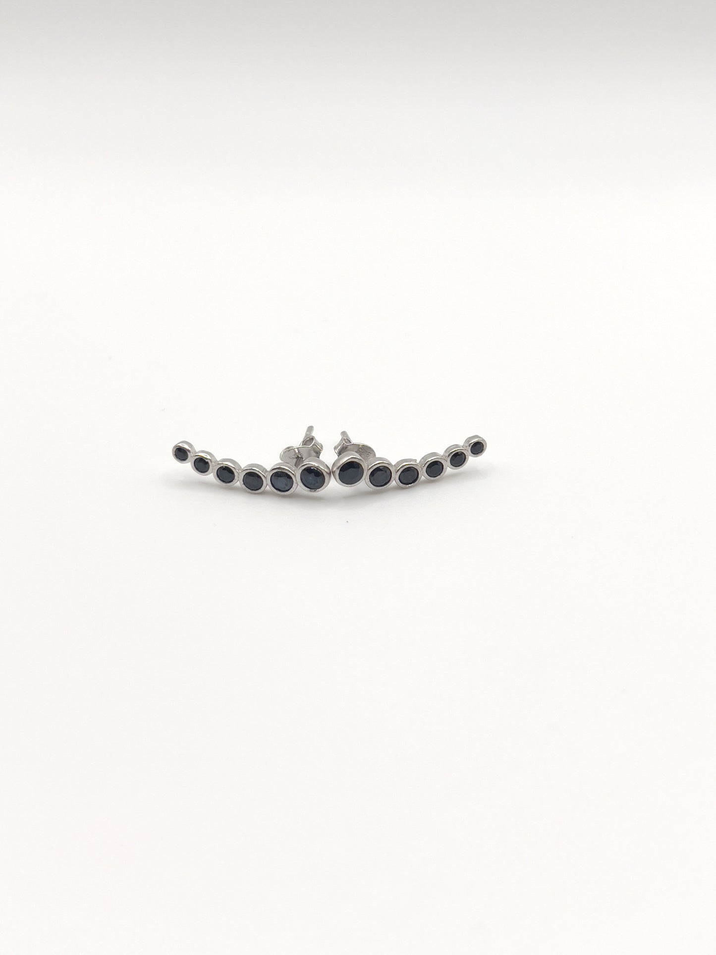 Black/Clear Zirconia Falling Star Sterling Silver Studs