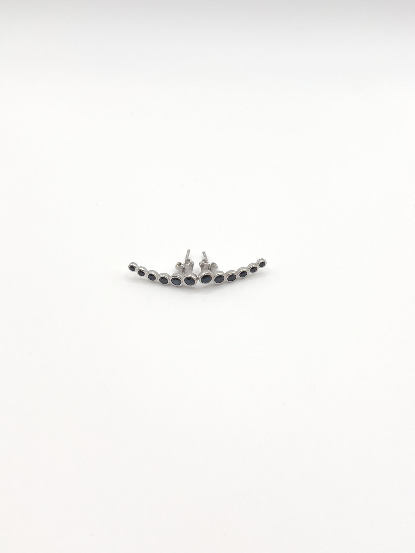 Black/Clear Zirconia Falling Star Sterling Silver Studs