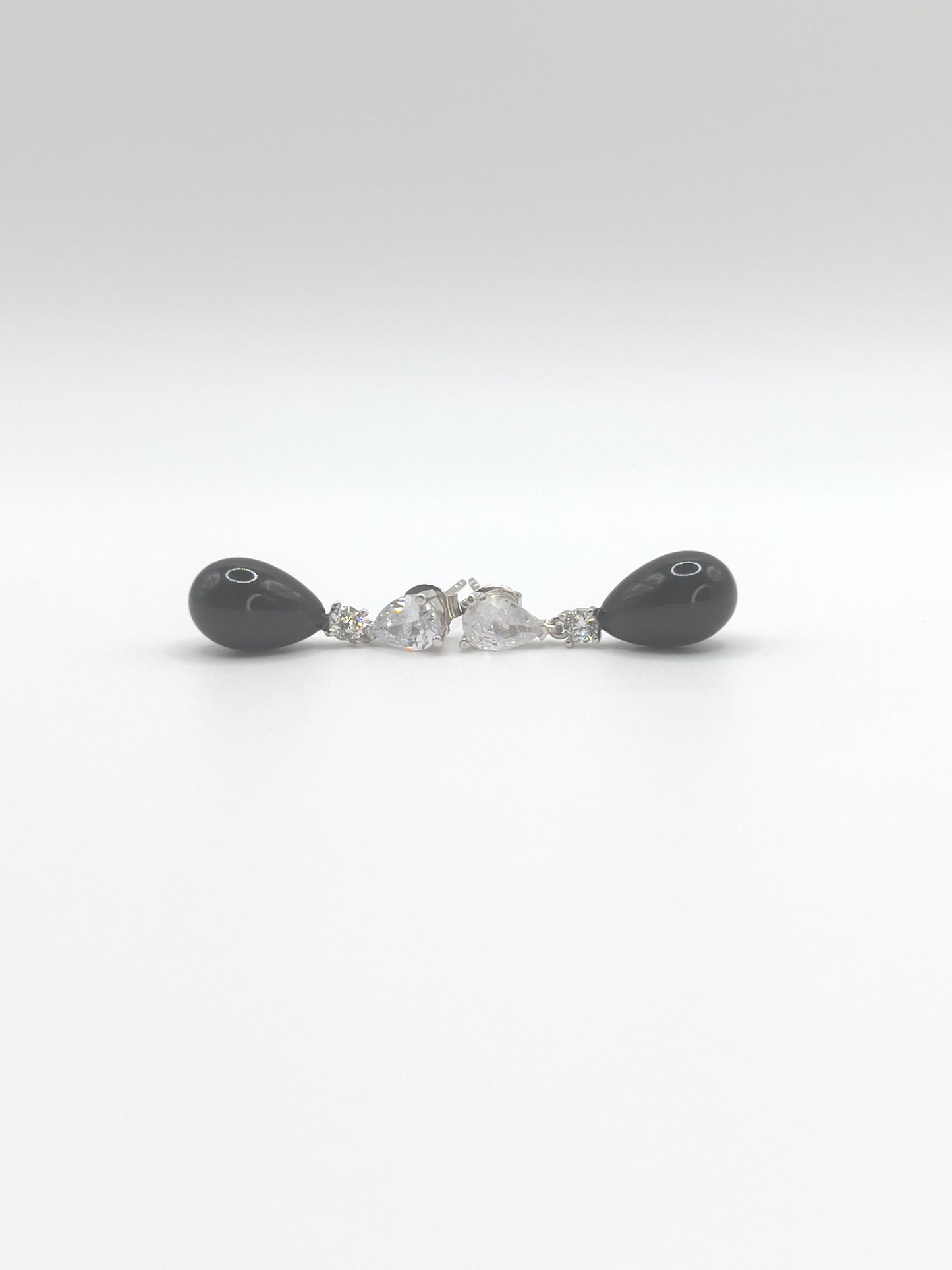 Black/Turquoise Pear Pearl Zirconia Sterling Silver Studs