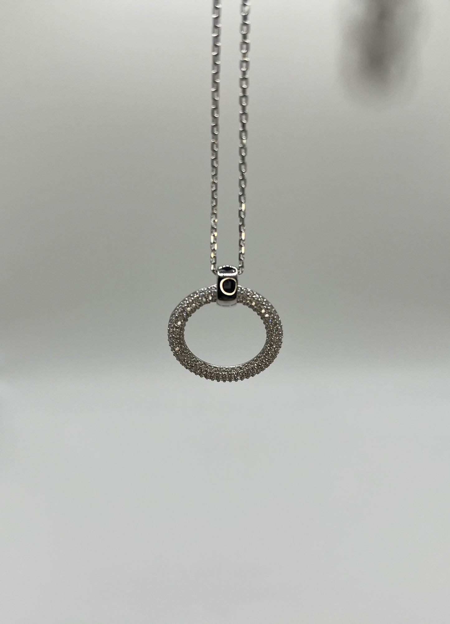 Circle Zirconia Pendant Sterling Silver Necklace