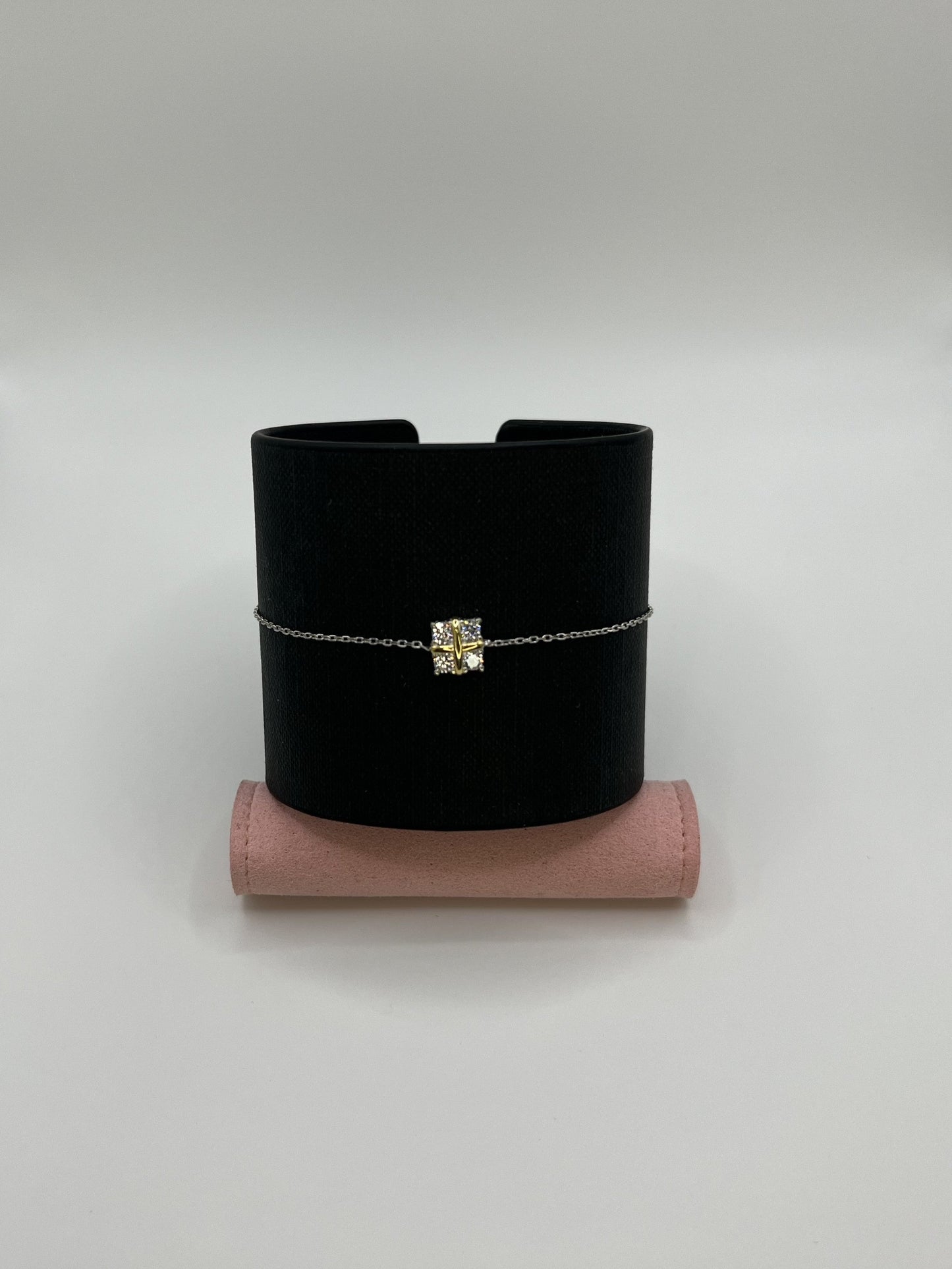 Cross Gold & Sliver Zirconia Sterling Silver Bracelet
